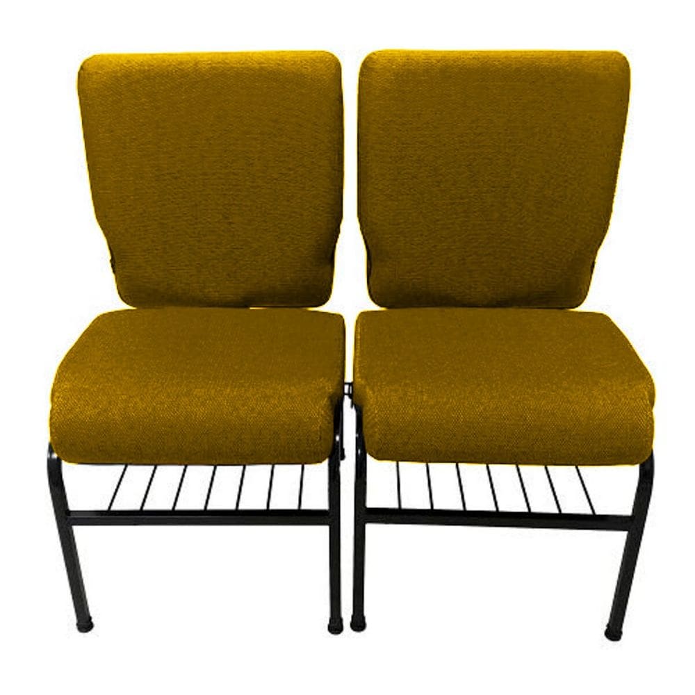 02 Cadeiras para Igrejas c/ Porta Biblía e Porta Cálice Amarelo