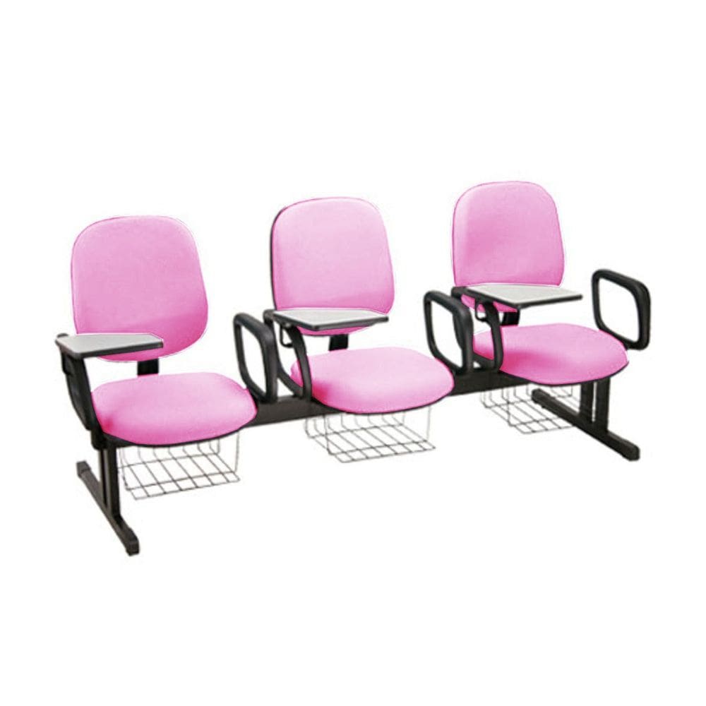 Cadeira Escolar em longarina para Escolas Linha Uno Rosa