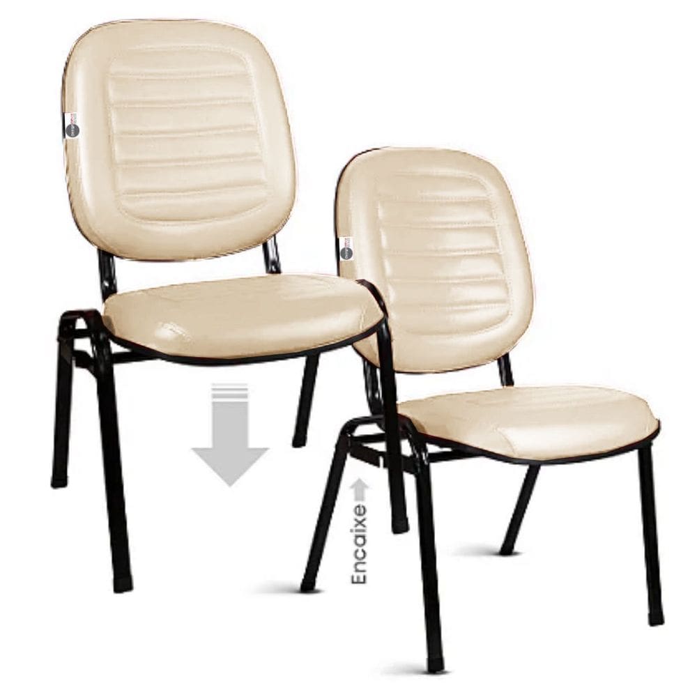 02 Cadeiras Empilhável para Igrejas Evangélicas Linha Holy Bege