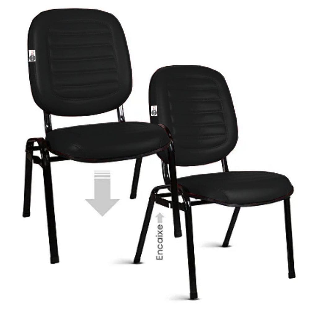 02 Cadeiras Empilhável para Igrejas Evangélicas Linha Holy Preto