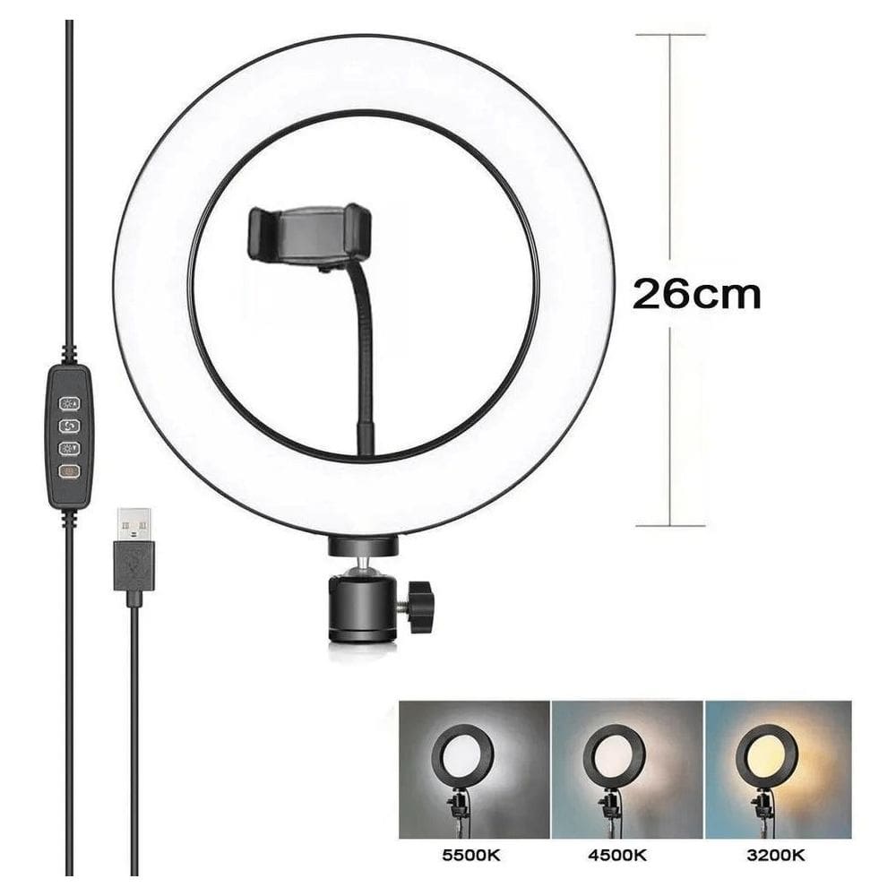 Kit Iluminação Led Ring Light 10 + Ring Light 6 Mini Tripé E