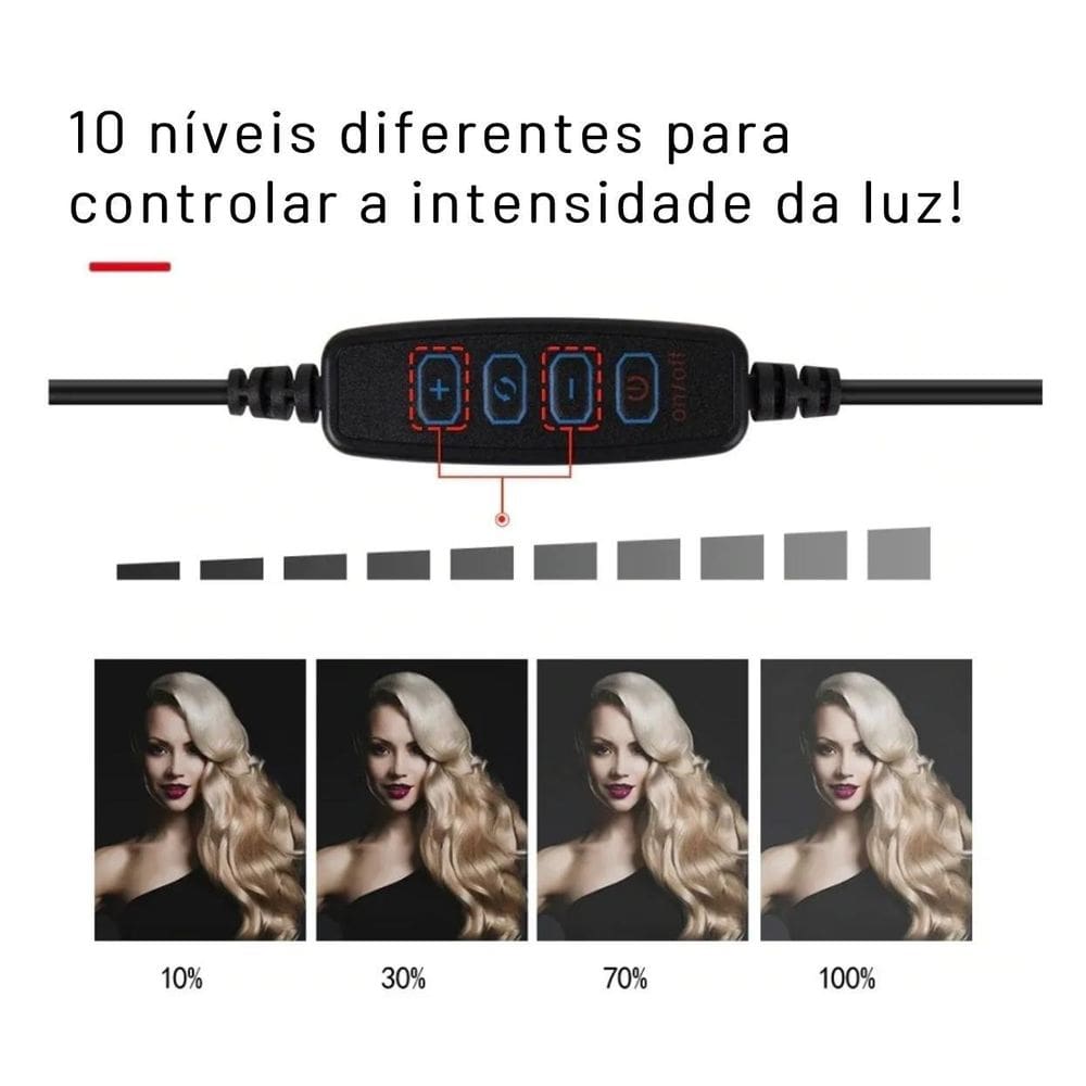 Ring Light Led Iluminador 30Cm Forte E Completo Tripé 360º