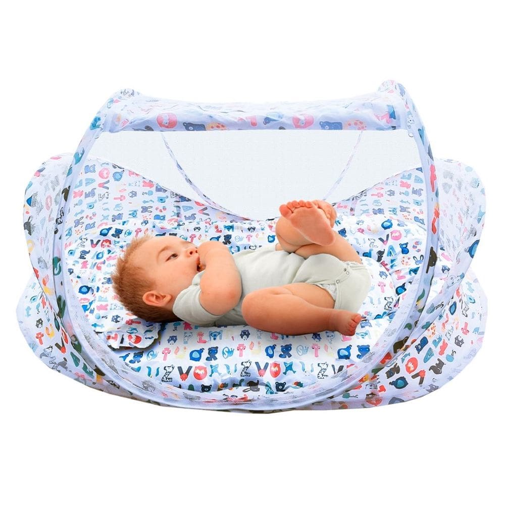 Berço De Bebe Portátil Com Mosquiteiro Bichinho Travesseiro