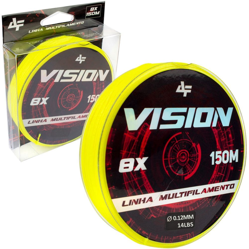 Linha de Pesca Multifilamento Vision 8X Albatroz Fishing 150 Metros 0,12mm Diâmetro 14 Libras Amarelo Yellow