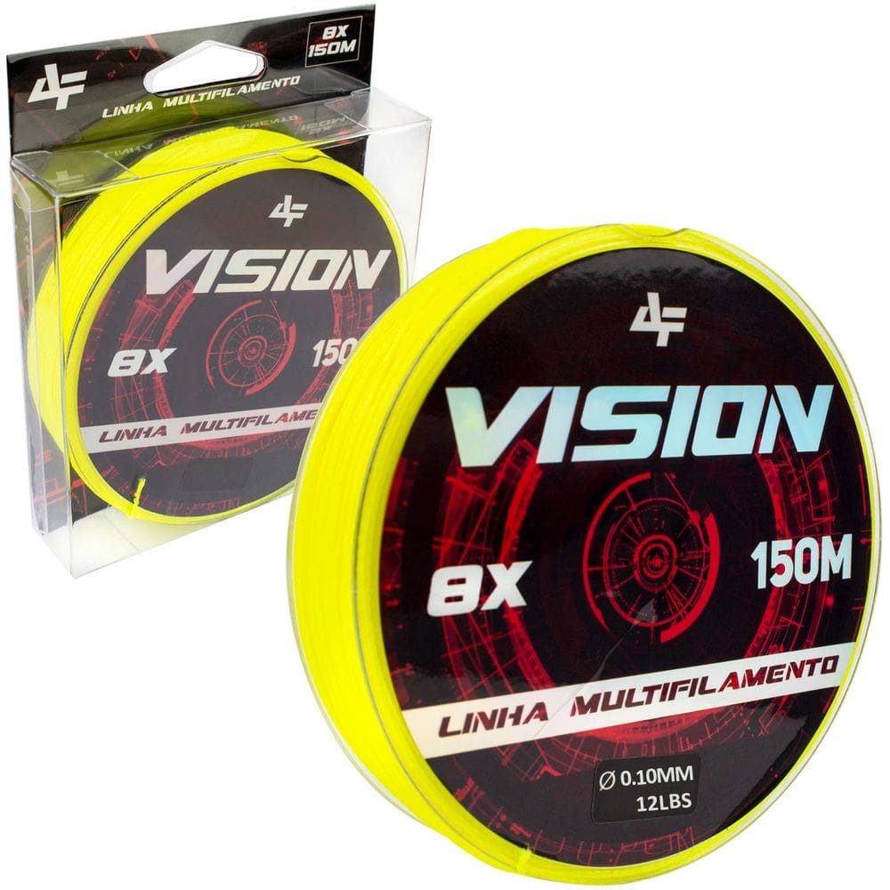 Linha de Pesca Multifilamento Vision 8X Albatroz Fishing 150 Metros 0,10mm Diâmetro 12 Libras Amarelo Yellow