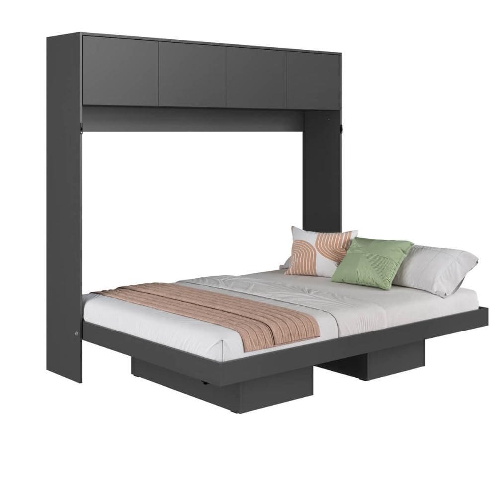 Cama Articulada Casal Horizontal com 4 Nichos 4 Portas CH1145 140cm Grafite - Art In Móveis