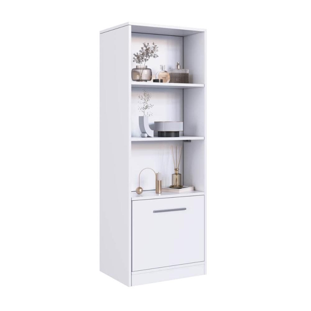 Estante para Livros com 5 Prateleiras 1 Porta e Compartimento Oculto LK130 Branco - Art In Móveis