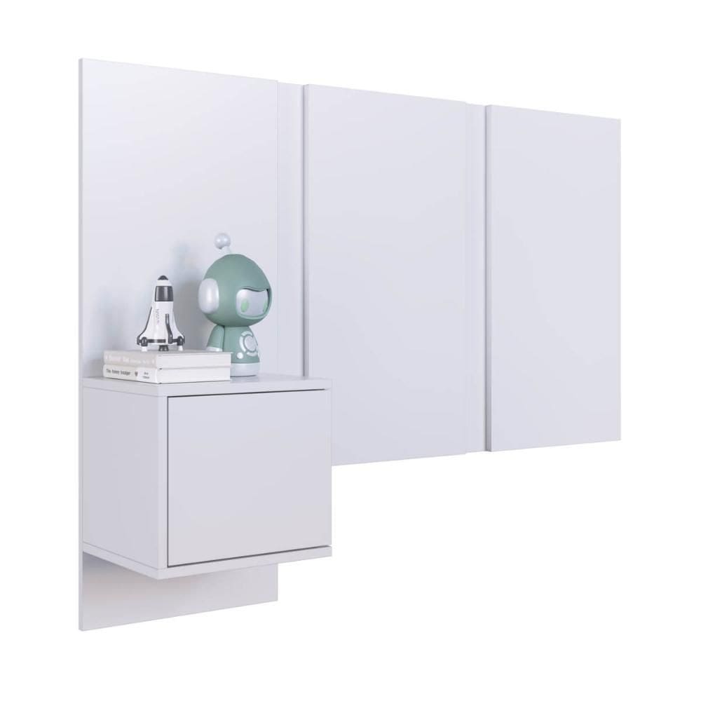 Cabeceira Solteiro com Mesa de Cabeceira Extensível PL1090 120x90cm Branco - Art In Móveis
