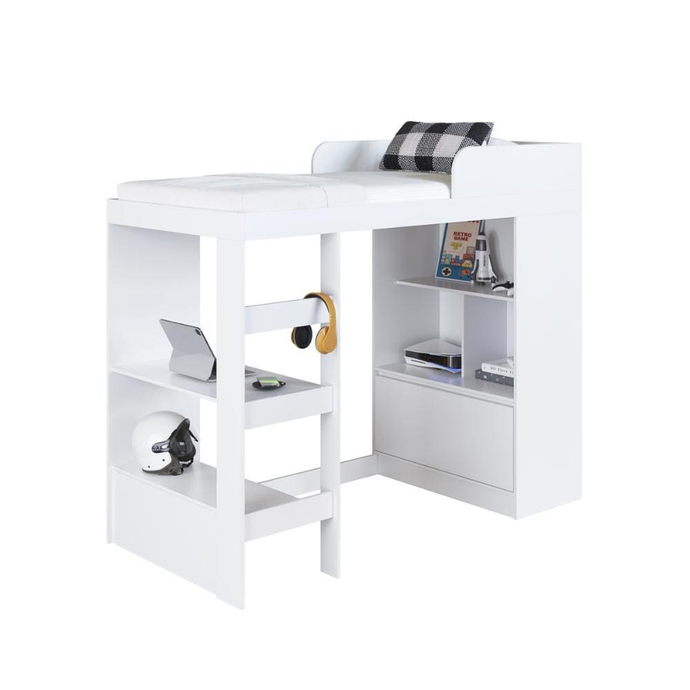Cama Multifuncional Solteiro 1 Porta 3 Prateleiras CA6080 78x188cm Branco - Art In Móveis