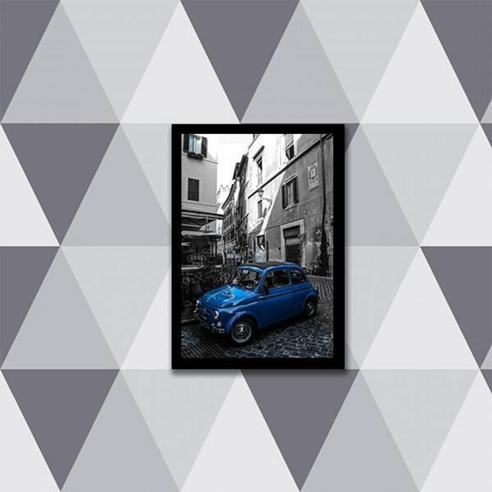 Quadro Fotografia Carro Retrô Azul 24X18Cm