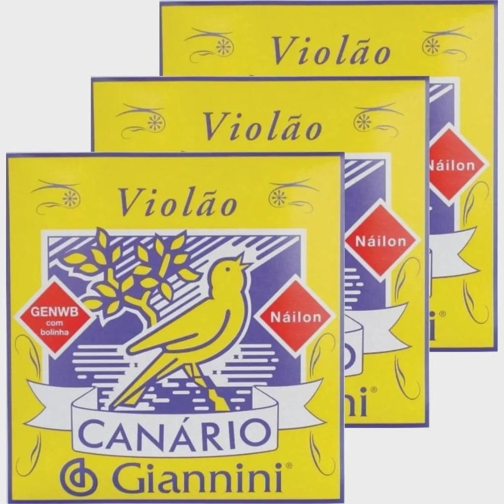 Encordoamento Violão Nylon Canario Giannini Genwb Kit Três