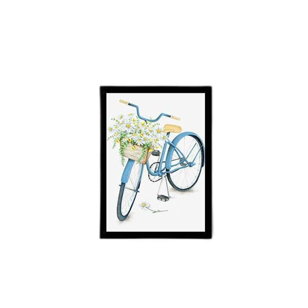 Quadro Bicicleta Azul Com Flores 24X18Cm