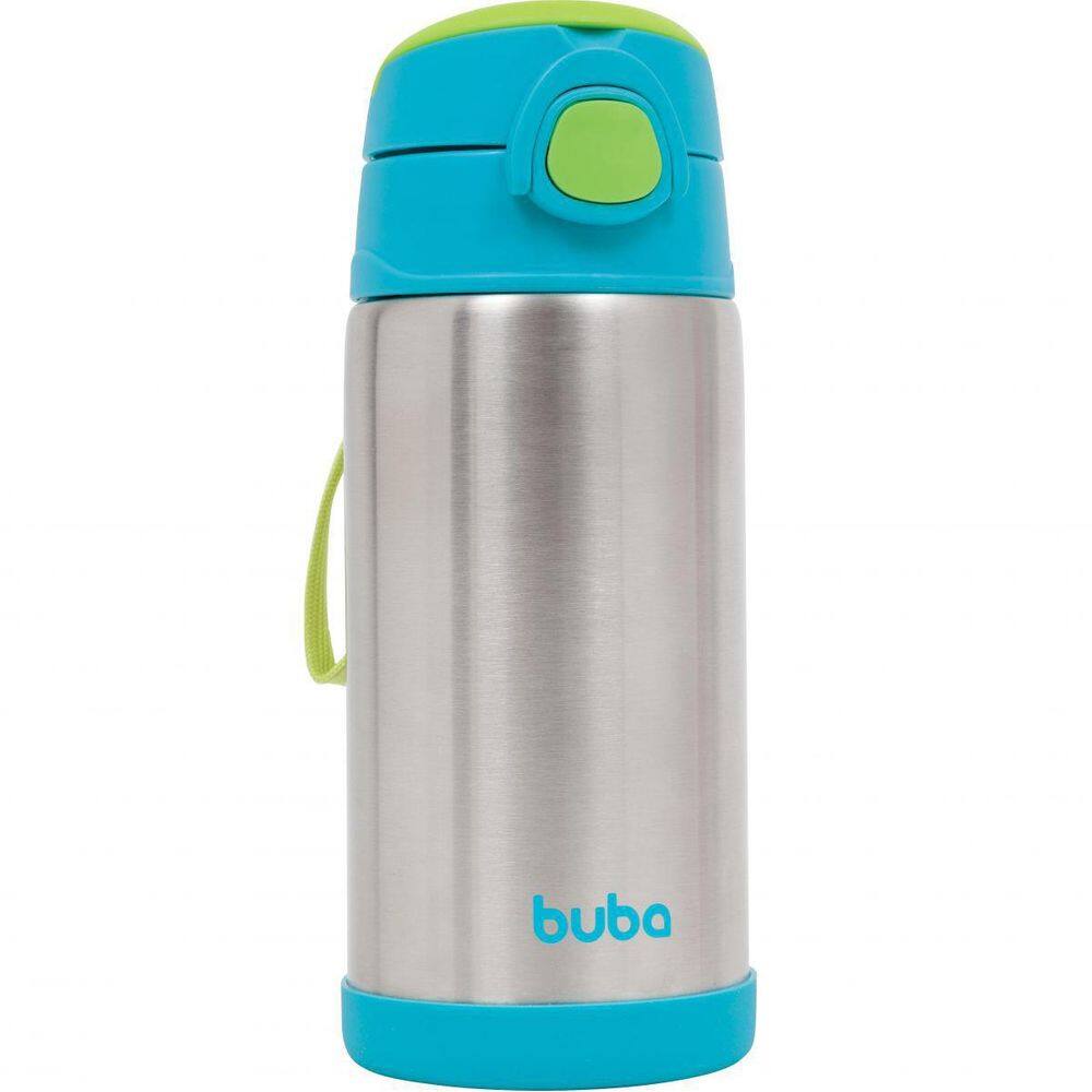 Copo Térmico Buba Com Canudo Em Aço Inoxidável Azul 400ml