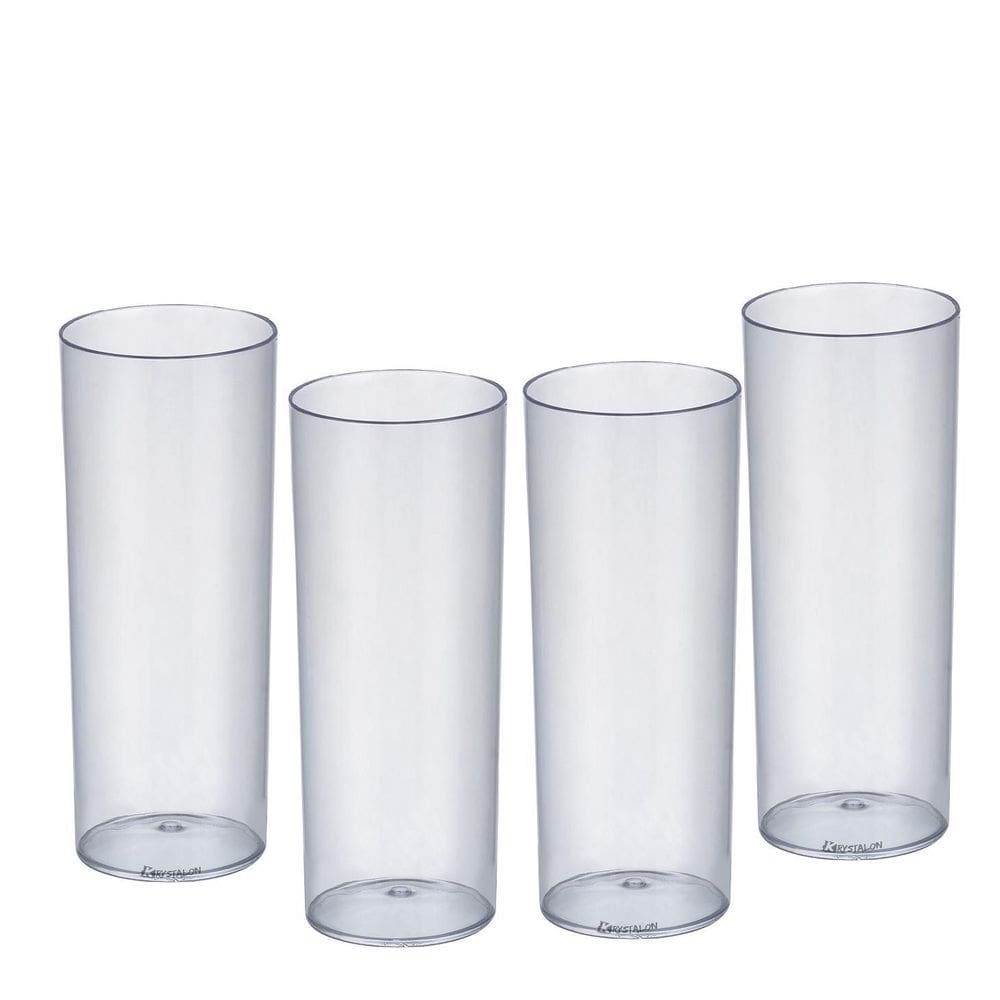 Kit 4 Copos Tubo Long Drink Acrílico Transparente 300ml