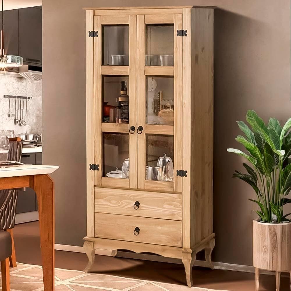 Cristaleira Madeira Maciça 2 Portas Vidro D112 Shop JM