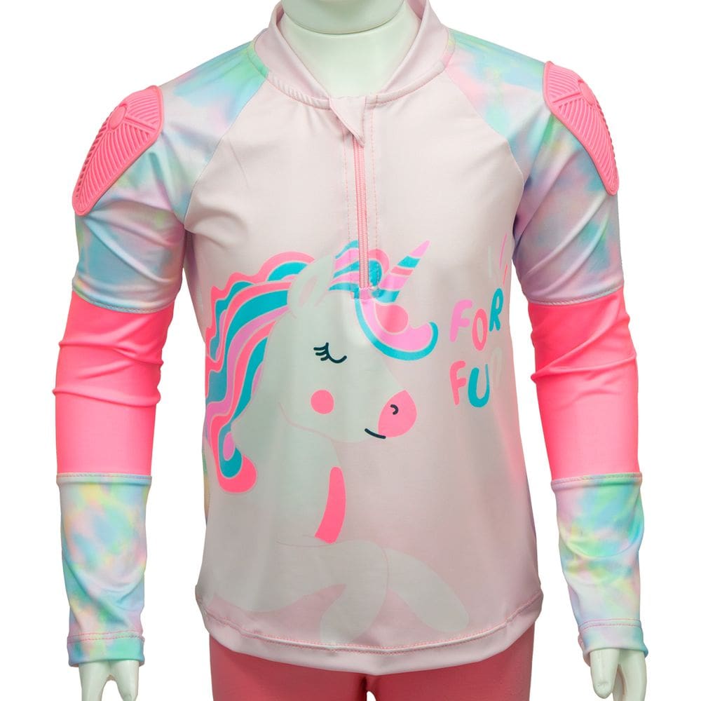 Camiseta de Proteção Solar Juvenil Unicórnio Gola V com Zíper Tam 2 4 6 8 Nathor