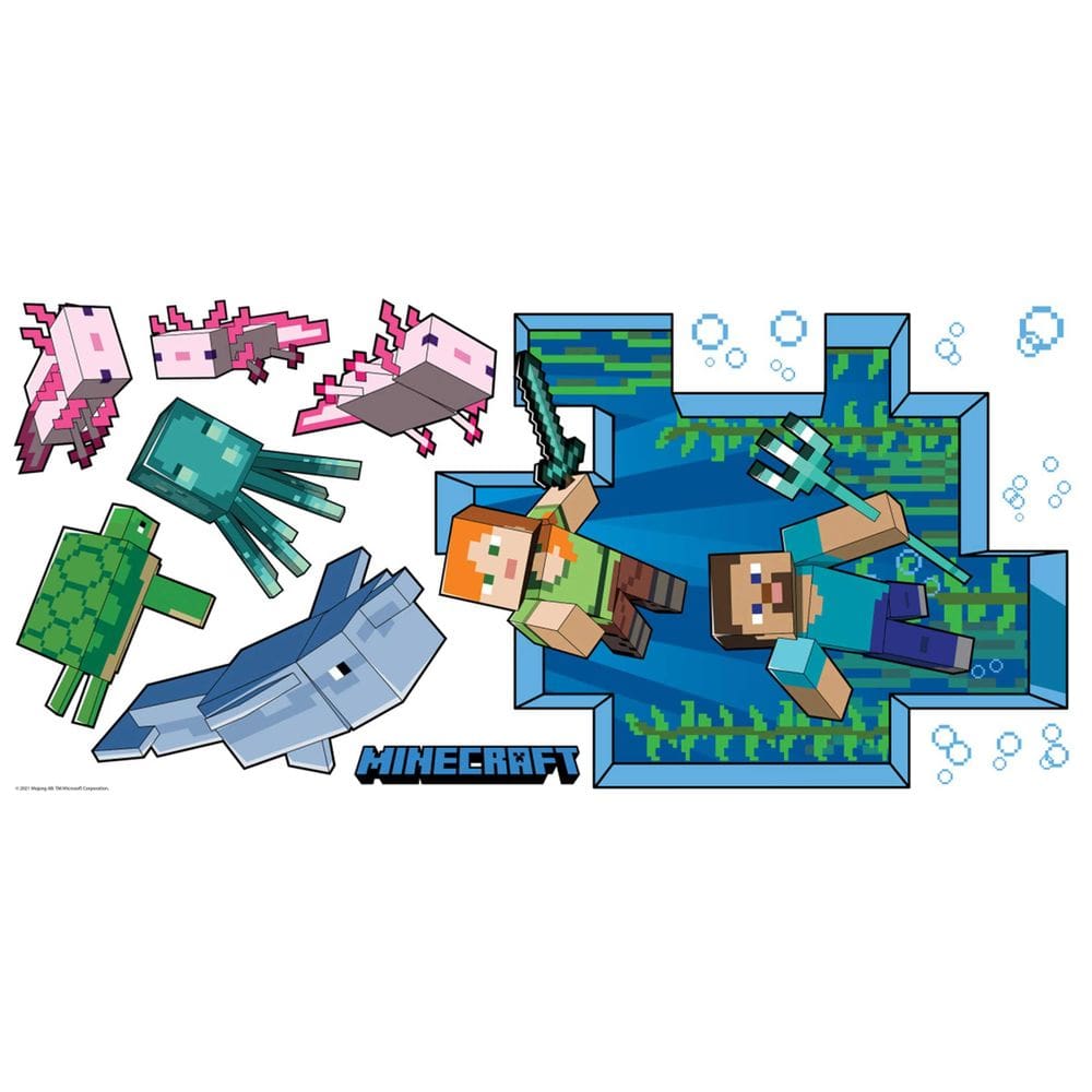 Decalque de parede RoomMates RMK5005GM Minecraft Giant Peel and Stick