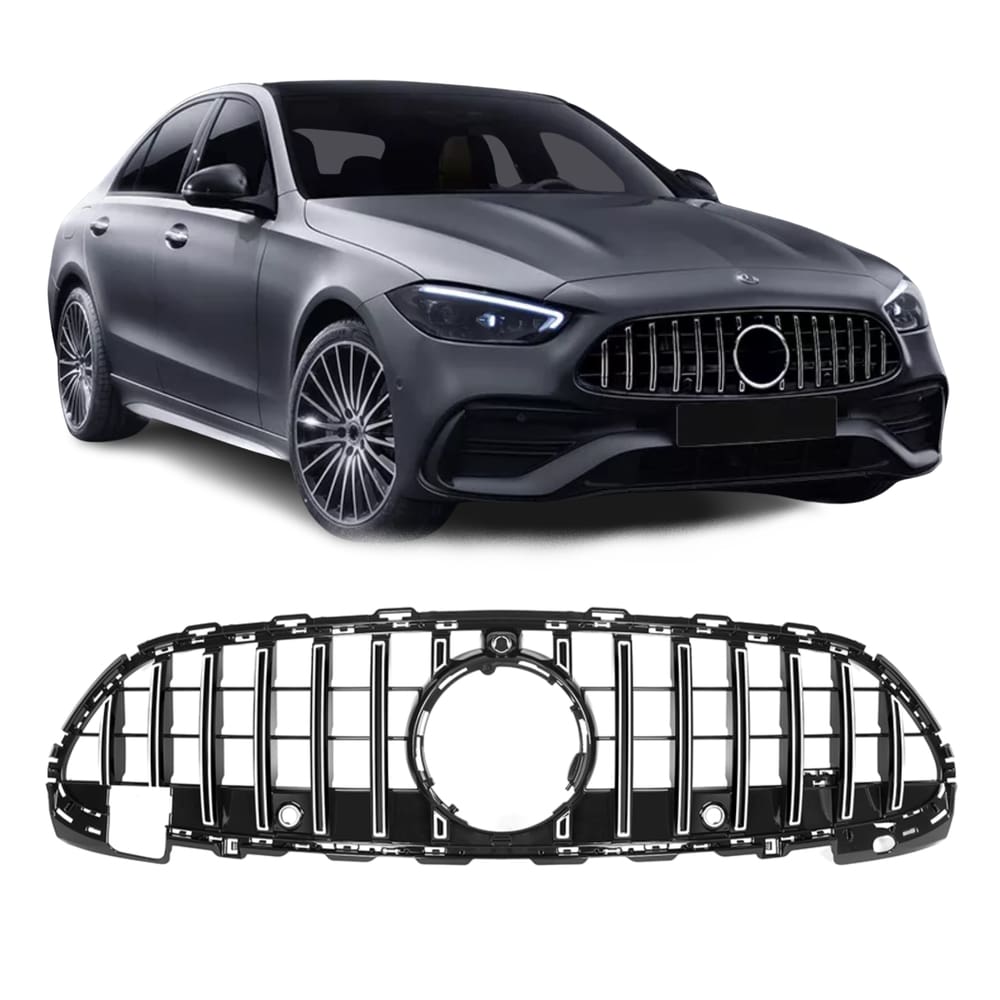 Grade Frontal Mercedes C200 AMG Black Piano e Cromado Câmera