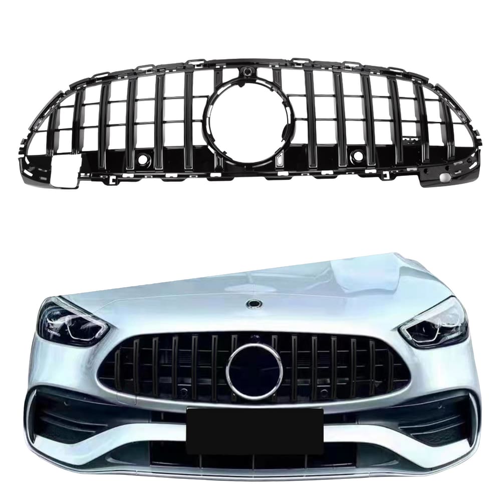 Grade Frontal Mercedes Classe C W206 AMG Black Piano Câmera