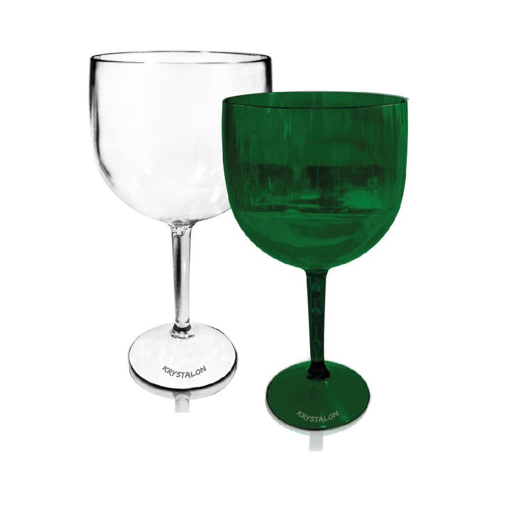 Kit 2 Taças Verde E Transparente Acrílico Poliestireno