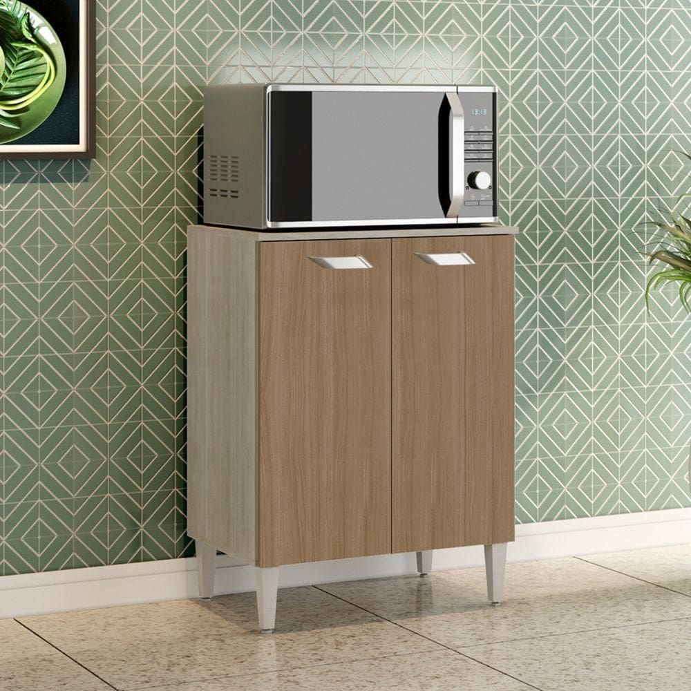 Balcão Multiuso Para Microondas Com 2 Portas Celta Elmo/marrom Hr Móveis