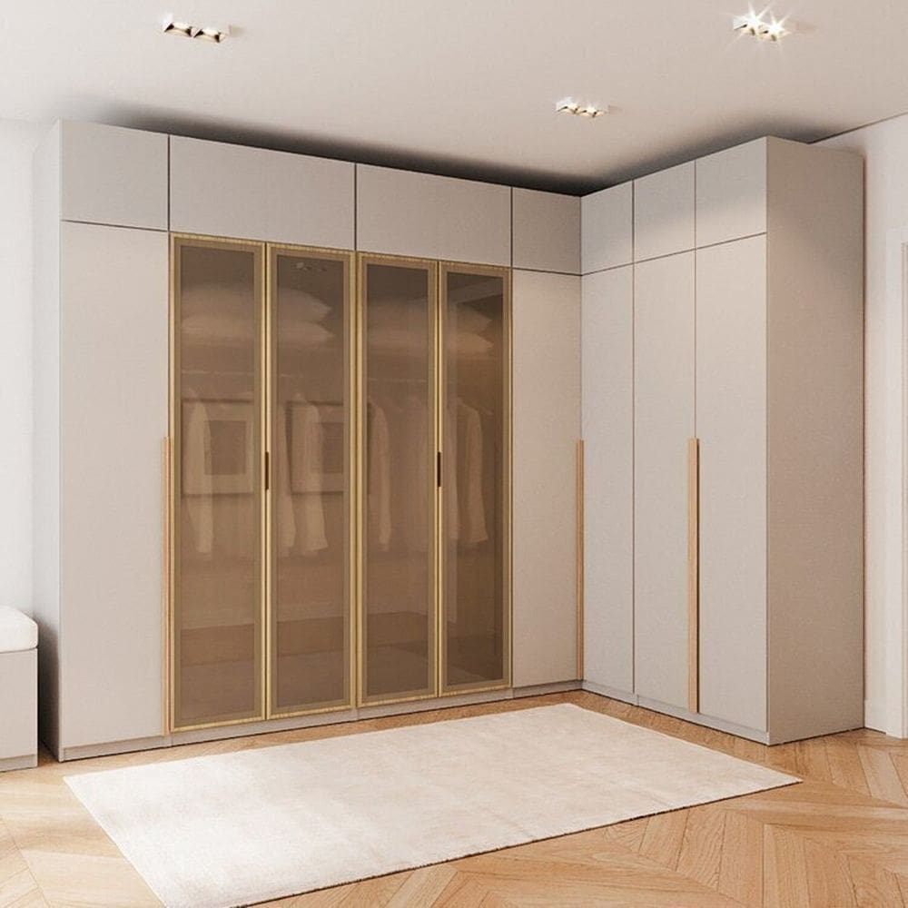 Guarda-Roupa Modulado de Canto 10 Peças 18 Portas Jade Cabecasa Madeiramadeira Cinza Urbano/Avelã