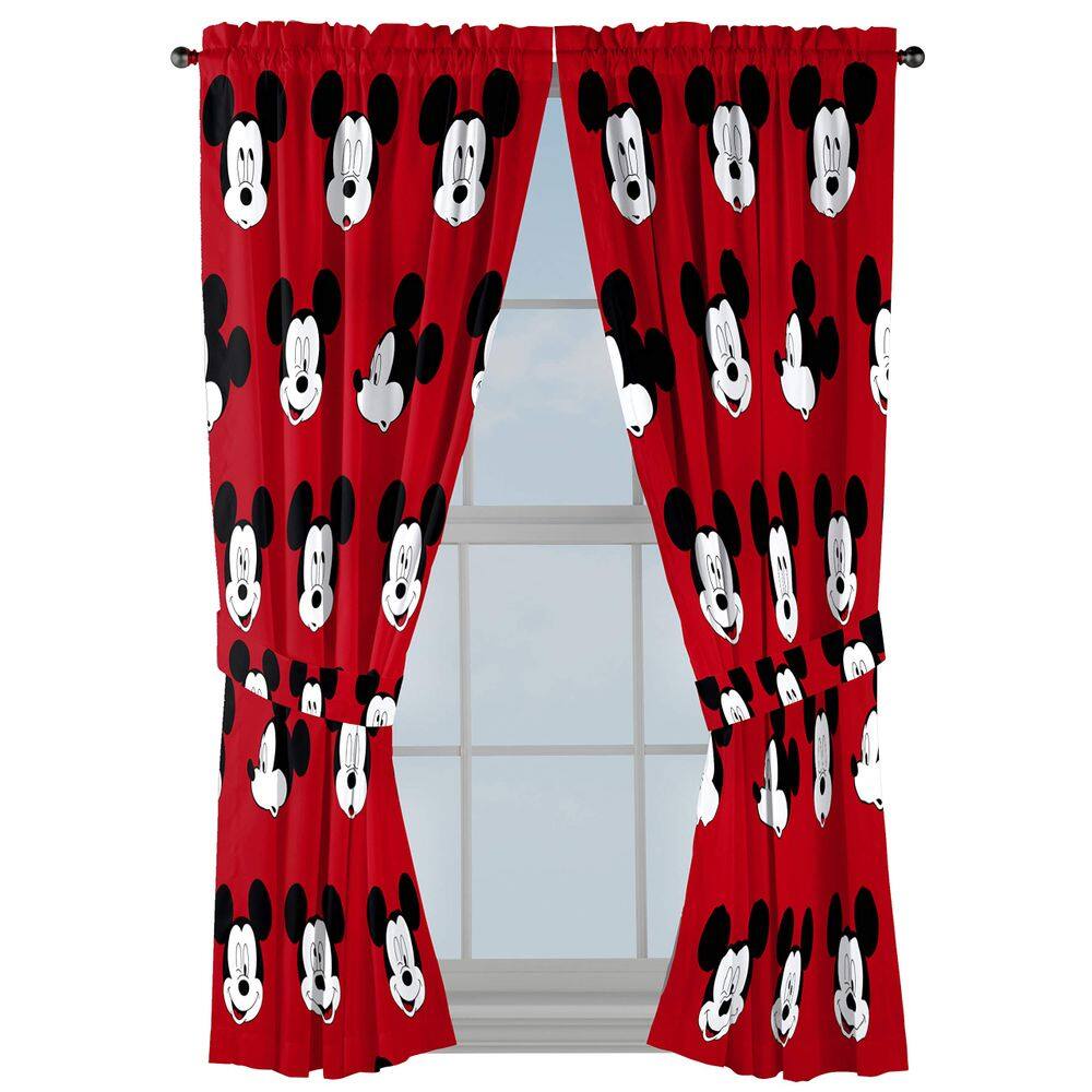 Conjunto de cortinas Jay Franco Mickey Mouse Kids com gravatas vermelhas