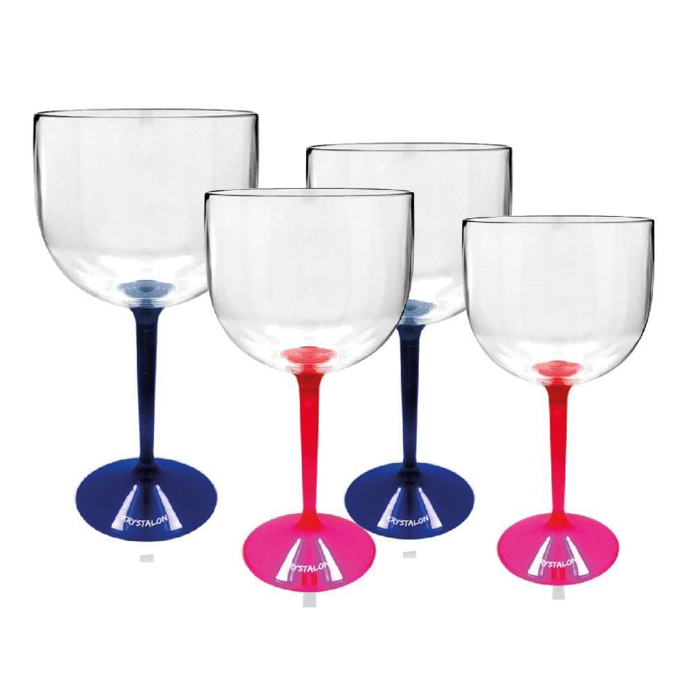 Kit 4 Taças Gin Bicolor Azul E Rosa Acrílico Ps