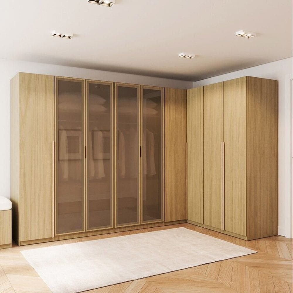 Guarda-Roupa Modulado de Canto 5 Peças 9 Portas Jade Cabecasa Madeiramadeira Avelã