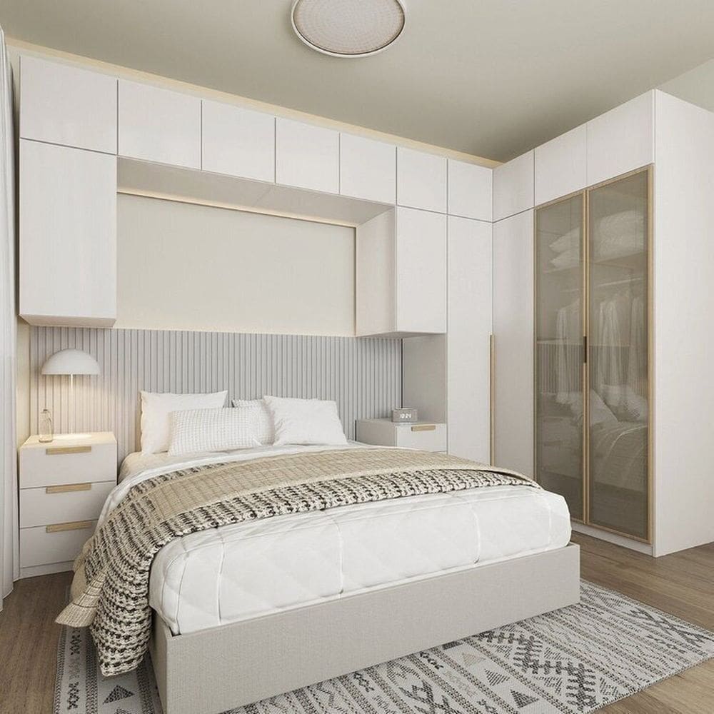Guarda-Roupa Modulado de Canto 12 Peças 16 Portas Jade Cabecasa Madeiramadeira Branco/Avelã