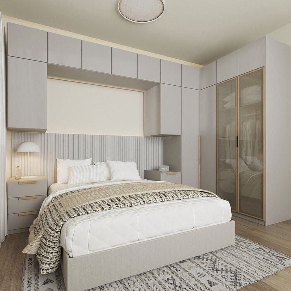 Guarda-Roupa Modulado de Canto 12 Peças 16 Portas Jade Cabecasa Madeiramadeira Cinza Urbano/Avelã