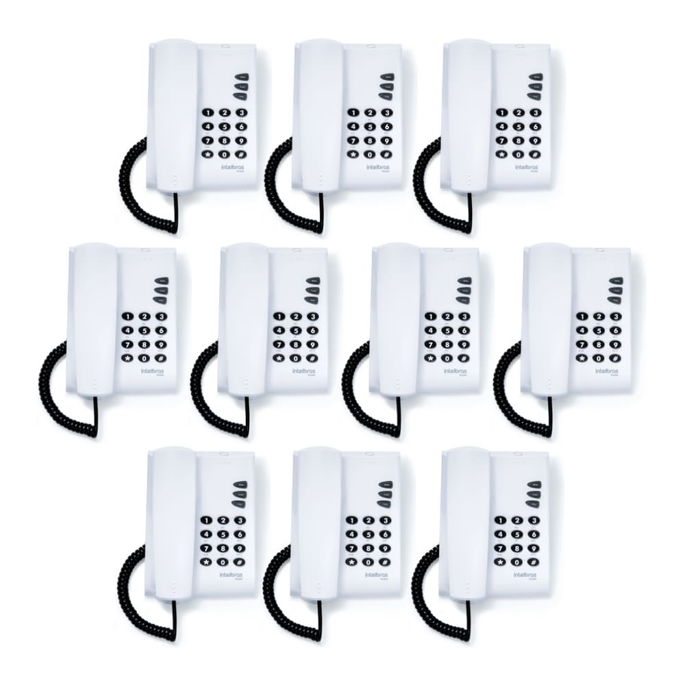 Telefone Fixo Com Fio Intelbras Sem Chave Cinza - 10 Unidades