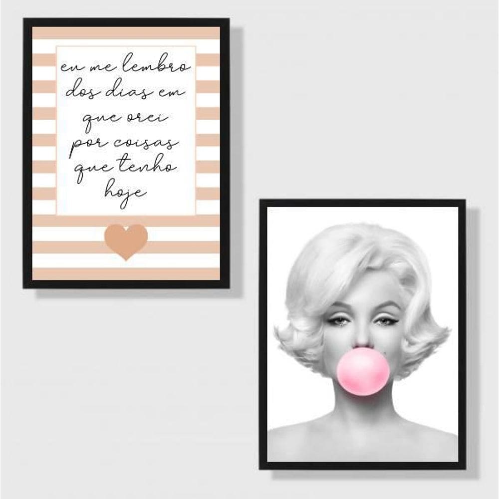 Kit 2 Quadros Dias Em Que Orei Chiclete 45X34Cm