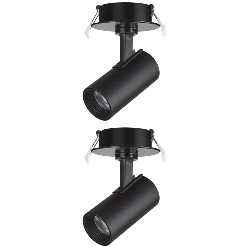 2 Spot Direcionável Embutir 7w Preto Bivolt 6500k Foxlux