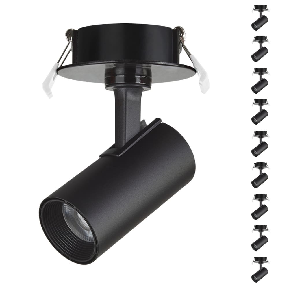 10 Spot Direcionável Embutir 7w Preto Bivolt 6500k Foxlux