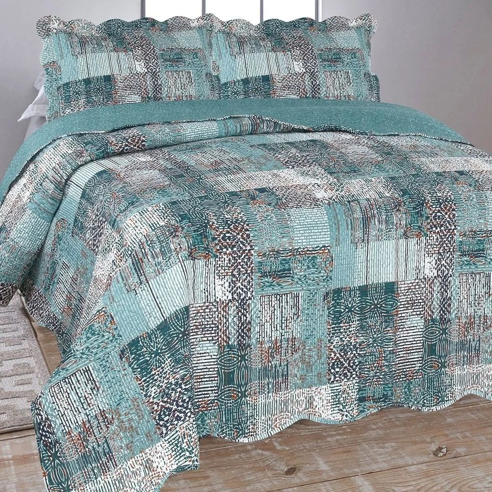 Colcha Cobre Leito Ultrassonic Dupla Face Estampada Casal 220x240cm - Jacareí Petróleo