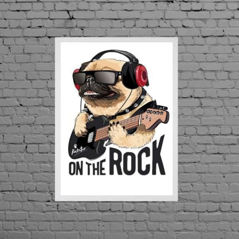 Quadro Decorativo Pug On The Rock 45X34Cm
