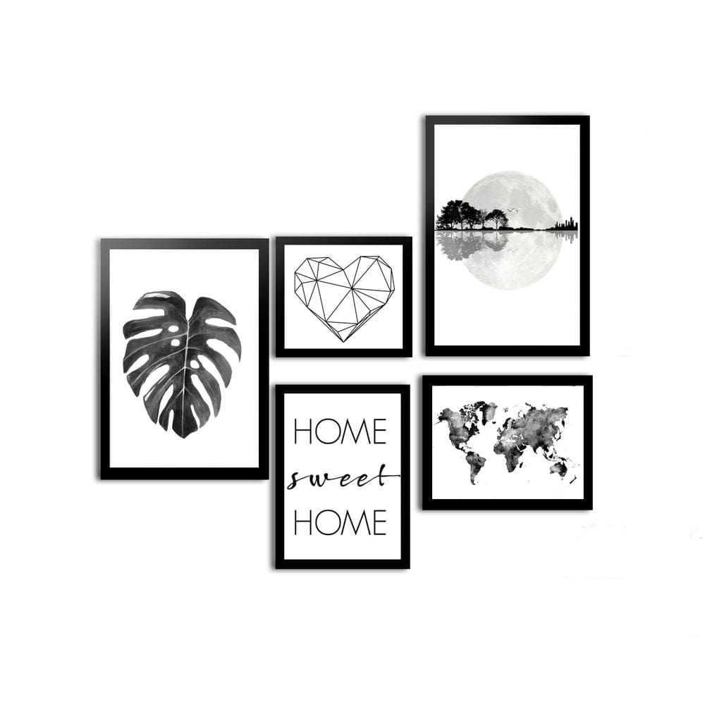 Combo Quadros Decorativos Com Moldura Mapa Mundo Home