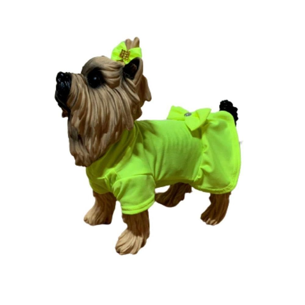 Roupa Para Cães E Gatos - Vestido Suplex Neon Amarelo Pp