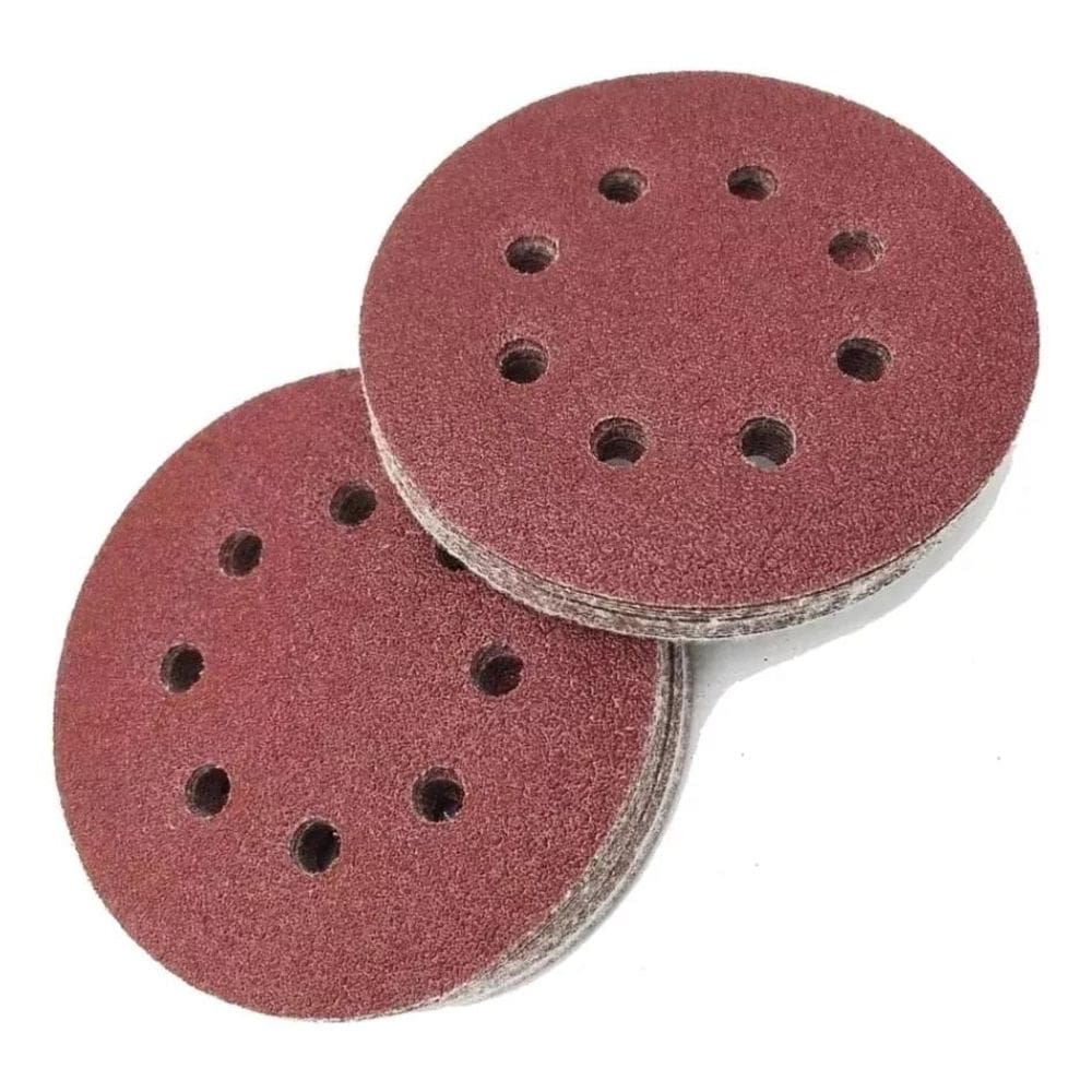 Kit 100 Un Disco de Lixa Sistema Fixa Fácil Vermelho Ferro e Madeira Starfer 115mm Grão 60/120