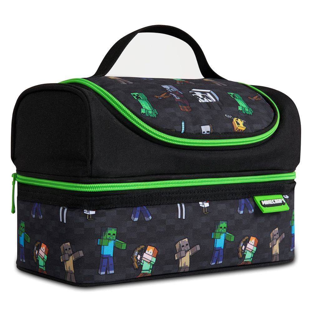 Lancheira Minecraft isolada para crianças, lanches de viagem, preta