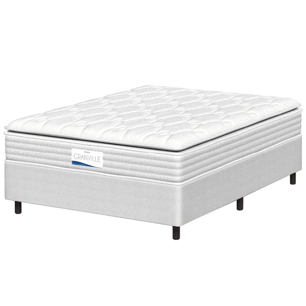 Cama Box Casal Colchão Molas Ensacadas Granville Com Pillow Probel 138x188x66cm Branco