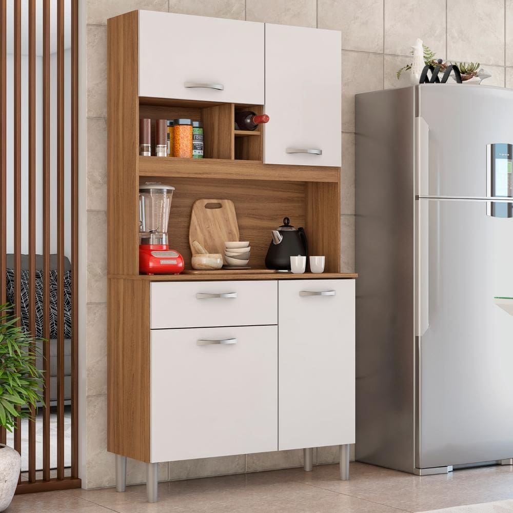 Kit para Cozinha Compacta Malta Amêndola Branco - Demóbile