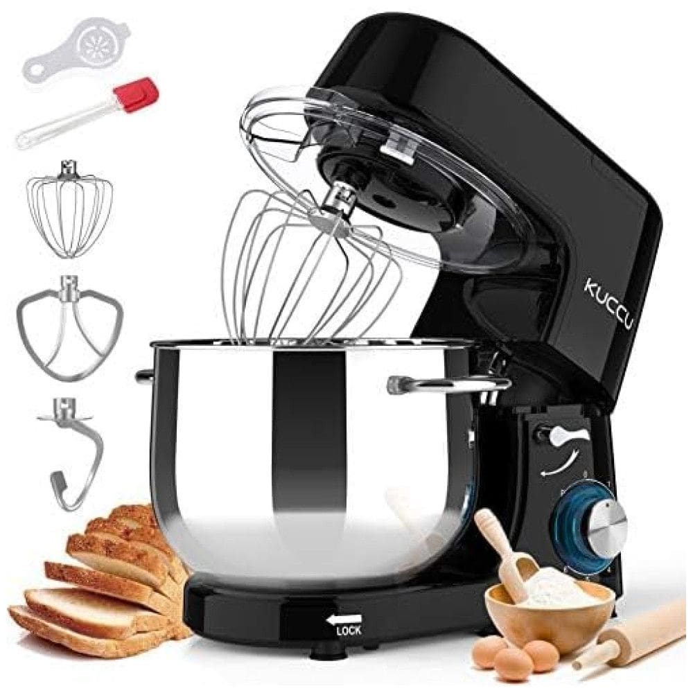 Batedeira elétrica para cozinha com gancho para massa, preta, KUCCU SM 1508 Black, Preto