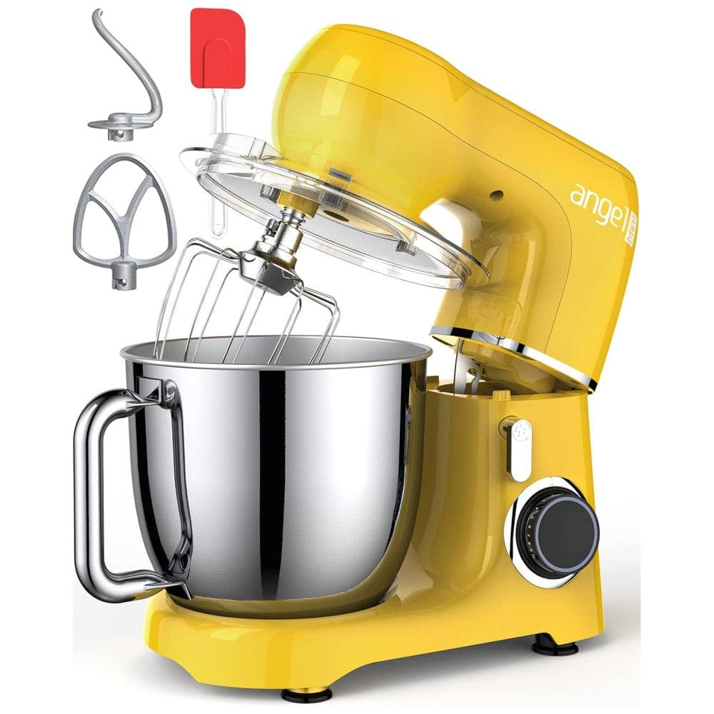 Batedeira Planetária Elétrica 5L com 10 Velocidades Aço Inoxidável 400W, Amarela, 110v, MINI ANGEL, Amarelo