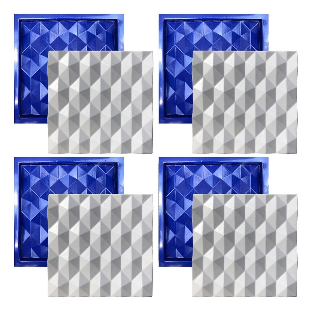 Kit 4 Formas 3d Abs - Hexágonos 30x30 cm Placa Gesso Cimento