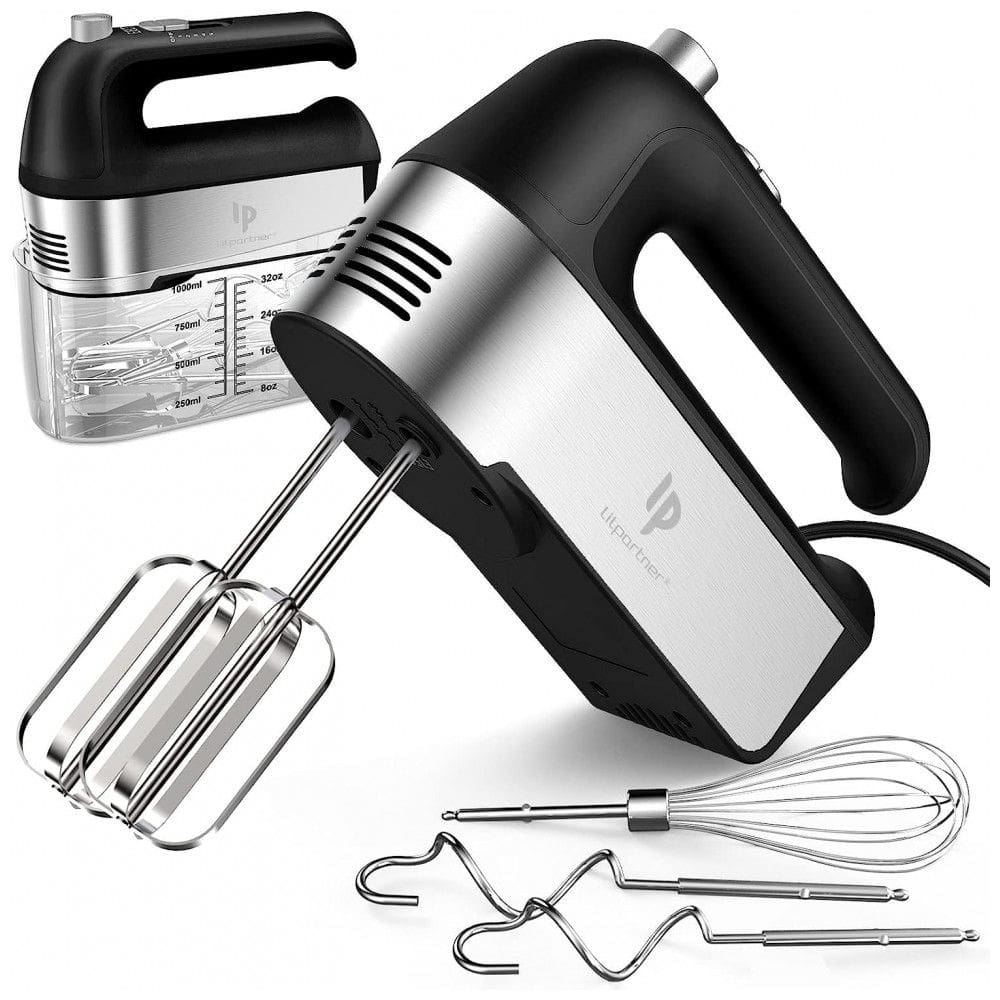 Batedeira de Mão Elétrica com Botão de Ejeção e 5 Velocidades, 110V 450W, LILPARTNER, Preta