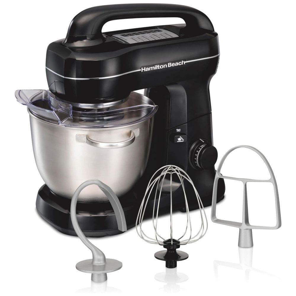 Batedeira 3,7L com 7 Velocidades, Tigela em Aço Inoxidável e 3 Acessórios, 110V 300W, Hamilton Beach, Preta