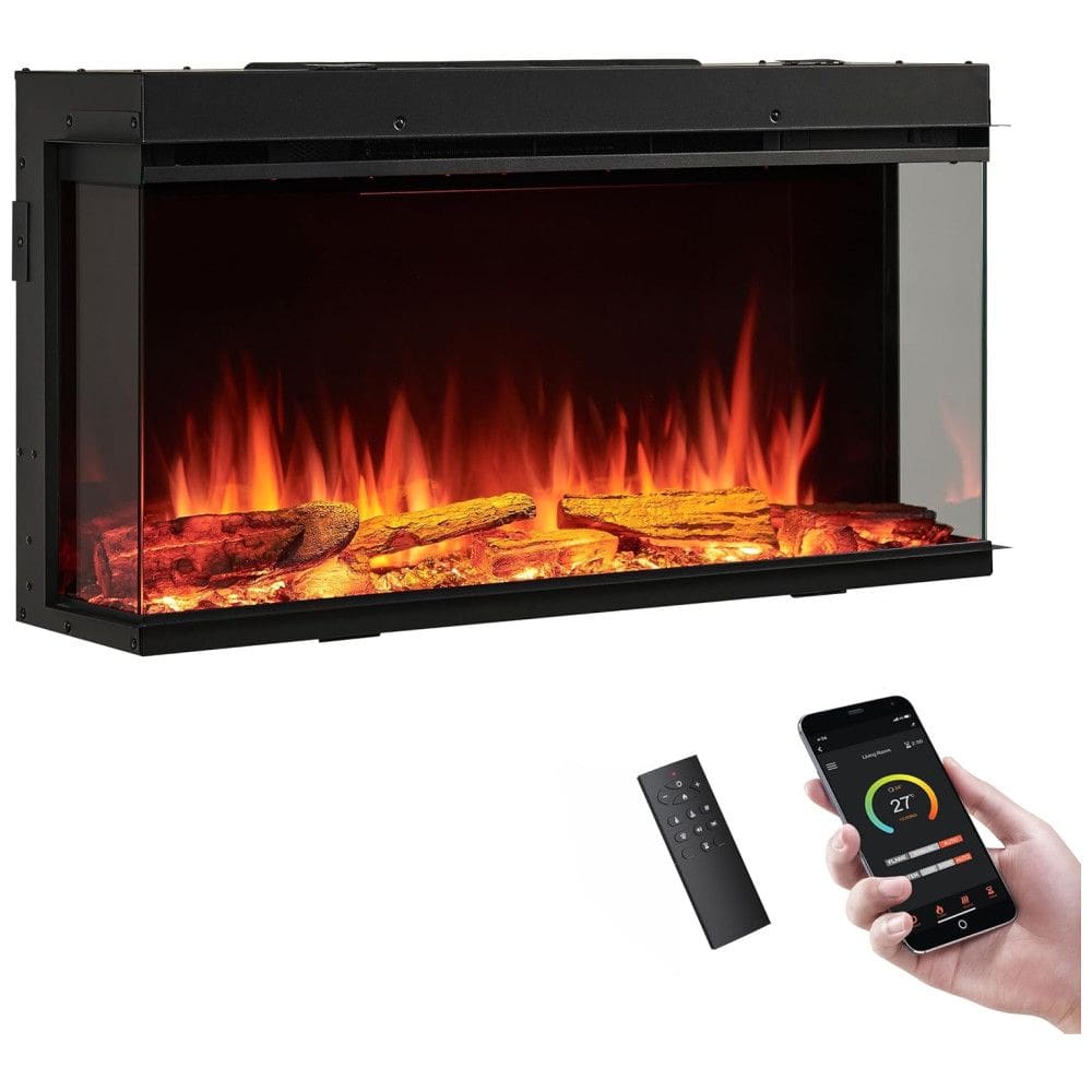 Lareira Elétrica LegendFlame 88,9 cm W Embutida Inteligente, Vista Lateral 123, Aquecedor 750W-1500W, Chamas de Múltiplas Cores, Compatível