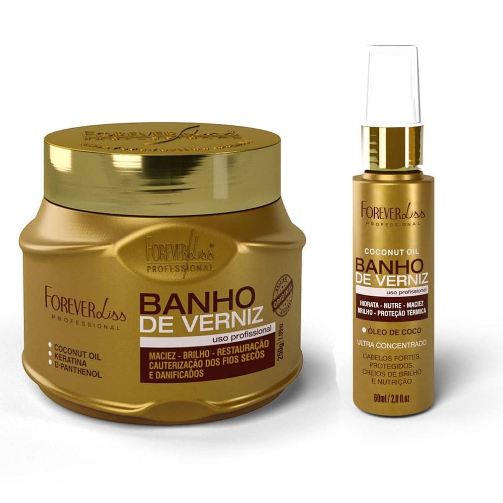 Kit Banho de Verniz Mascara 250g e Óleo Forever Liss